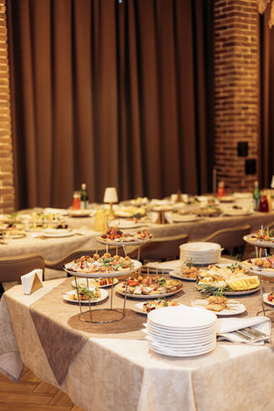 Imagine a lavish buffet of gourmet dishes, exquisite hors doeuvres, and refreshing drinksideal for unforgettable parties and cherished celebrations with loved onesの写真素材
