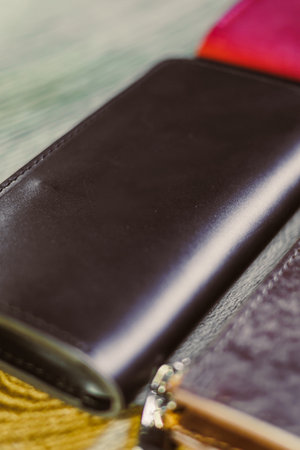 Explore a stunning collection of crafted leather wallets with vibrant colors and rich textures,...