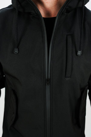 Elevate your wardrobe with this sleek black hoodie, perfect for casual outings and athletic wear, blending comfort and style for daily activities and adventuresの写真素材