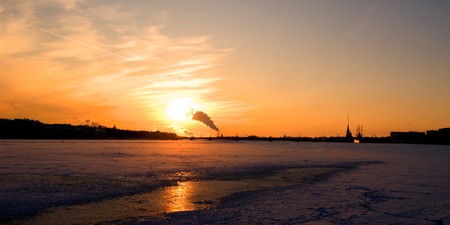 urban landscape view on the city in winter の写真素材