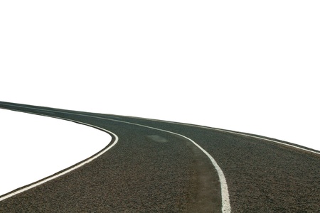 asphalt highway cutout over white backgroundの写真素材