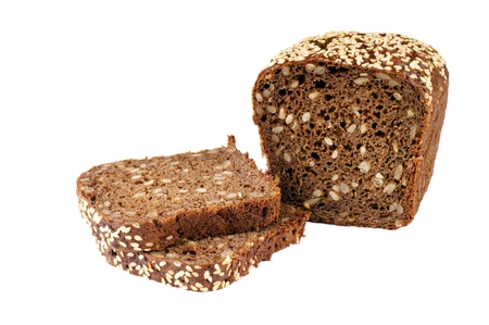 bread with sesame seeds isolated on white background