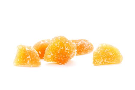 sweet sugar ginder slices isolated on whiteの写真素材