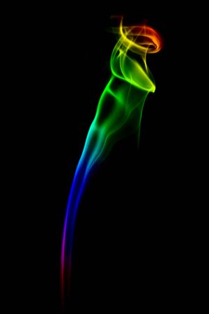 blue smoke isolated on black backgroundの写真素材