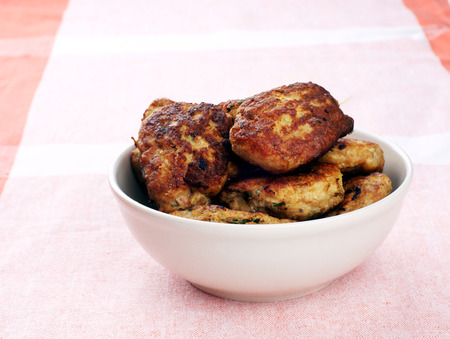 plate of fried chicken cutlets on table
