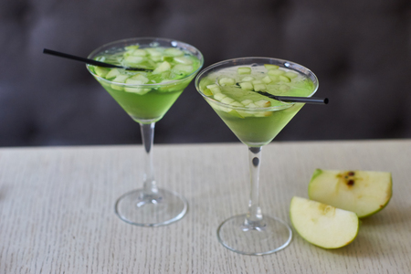 Two glasses of apple martiniの写真素材
