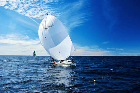 SAINT-PETERSBURG, RUSSIA - SEPTEMBER 3: Yacht race or sailing regatta on September 3, 2016 in Saint-Petersburg, Russiaのeditorial素材