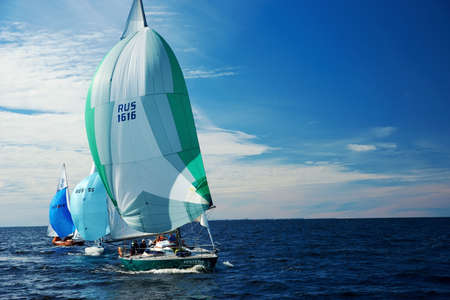 SAINT-PETERSBURG, RUSSIA - SEPTEMBER 3: Yacht race or sailing regatta on September 3, 2016 in...