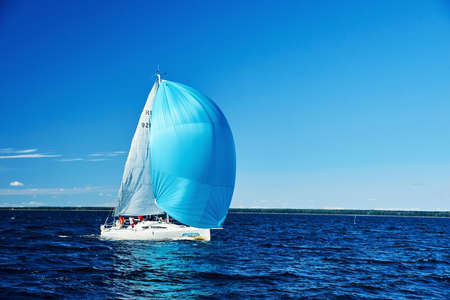 SAINT-PETERSBURG, RUSSIA - SEPTEMBER 3: Yacht race or sailing regatta on September 3, 2016 in Saint-Petersburg, Russiaのeditorial素材