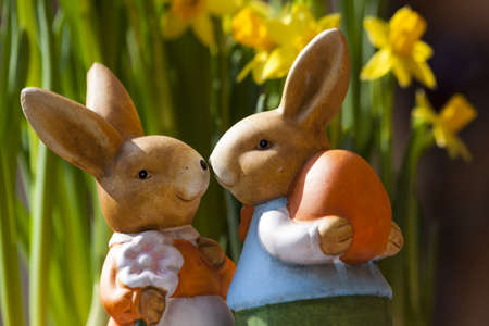 a nest of Easter eggs and Easter bunny
