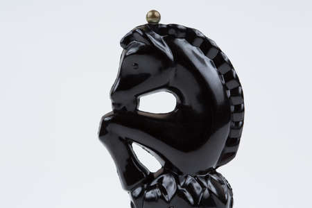 Glass chess pieces on a white backgroundの写真素材