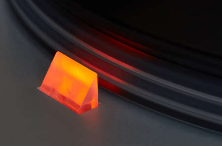 Vinyl player. The rotating diskの写真素材