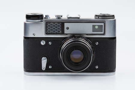 Retro film camera on a white background. Fed.の写真素材