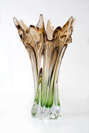 Luxury vase of Bohemian glass. Green and brown.の写真素材