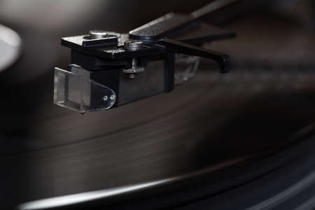 Vinyl player. The rotating diskの写真素材