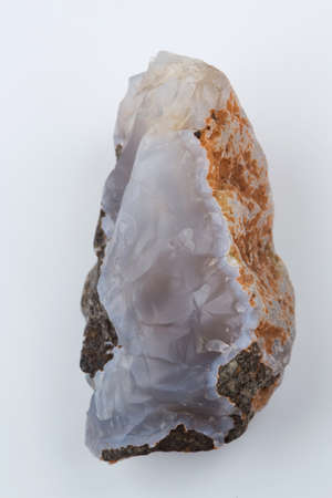 Natural blue agate on a white background.の写真素材
