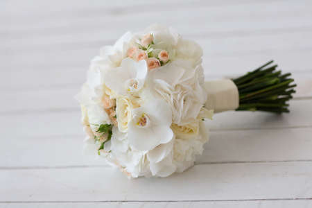 Wedding bouquet of white orchids.の写真素材