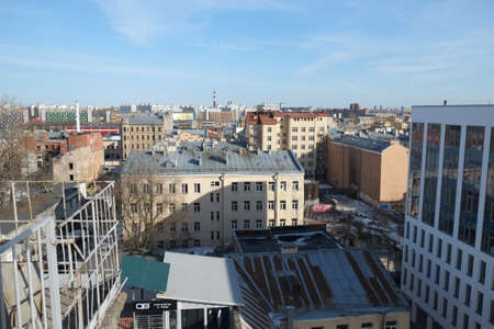 Old roofs in the center of Petersburgの写真素材