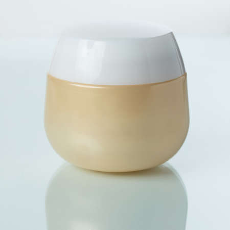 Plastic box for cosmetics on white background.の写真素材