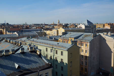 Old roofs in the center of Petersburgの写真素材