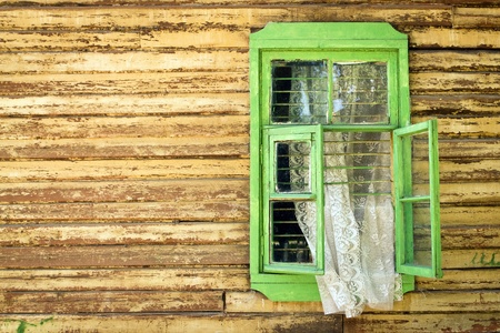 Wooden vintage green window