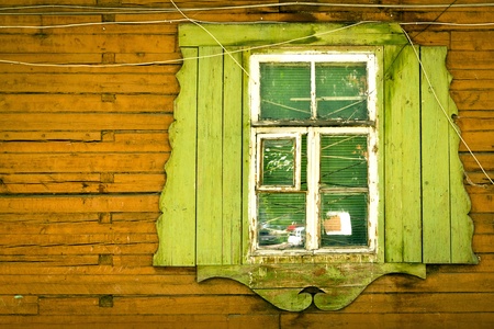 Wooden vintage green windowの写真素材