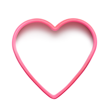 Pink heart shape isolated on white background. Happy Valentine's Day concept. Just add your own text の写真素材