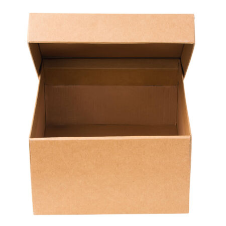 Opened cardboard box isolated on a white background