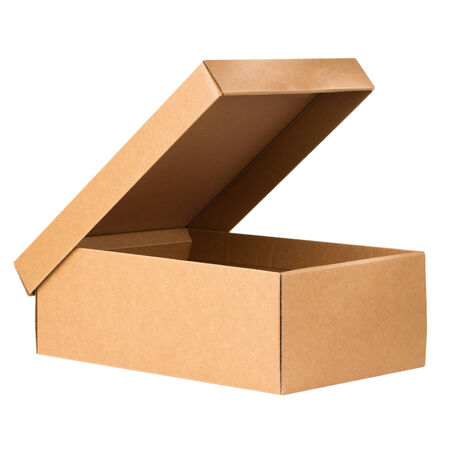 Opened cardboard box isolated on a white background