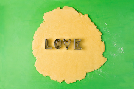 Cooking pastry background with LOVE signの写真素材
