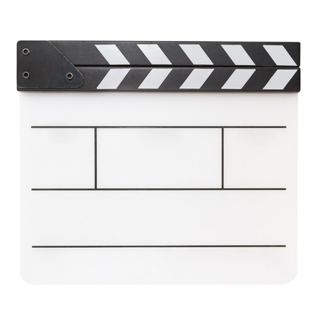 White movie production clapper board isolated on whiteの写真素材