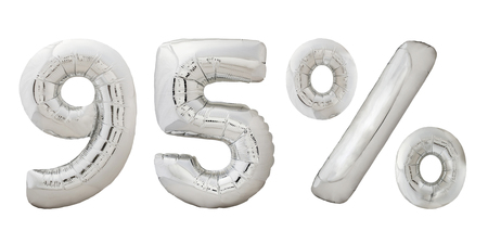 Ninety five percent chrome metallic color balloons isolated on white backgroundの写真素材