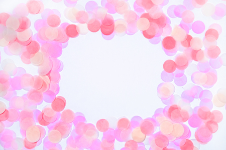 Confetti border on white backgroundの写真素材