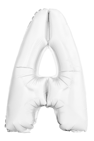 White letter A made of inflatable helium balloon isolated on white backgroundの写真素材