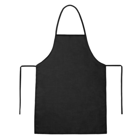 Blank black apron isolated on white background. Flat layの写真素材