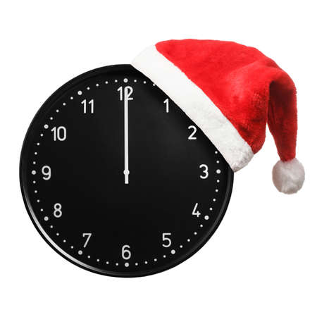 Santa hat and office clockの写真素材