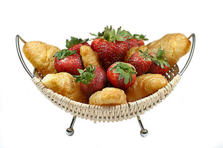 Croissants and strawberry'sの写真素材
