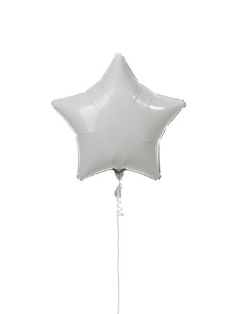 Single big star metallic balloon object for birthday isolated on a white backgroundの写真素材