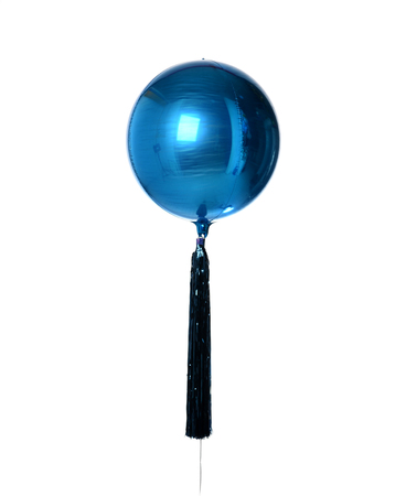 Blue metallic balloon object for birthday party or celebration isolated on a white background