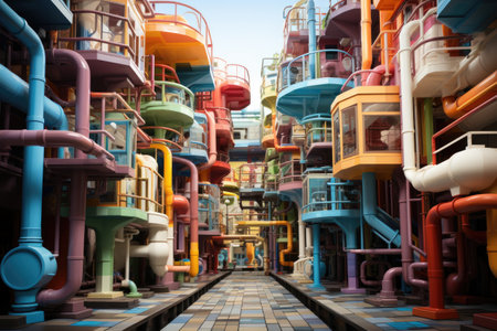 Colorful children's playground in the city. 3d rendering.の素材