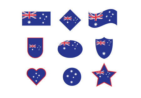 Australia flag national set vector illustrationのイラスト素材