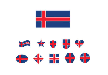 Iceland flag set vector illustrationのイラスト素材
