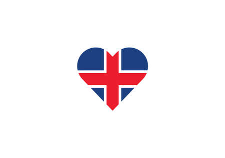 Iceland flag heart love vector illustrationのイラスト素材