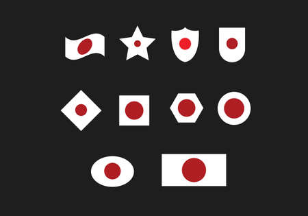 Japan flag set vector illustrationのイラスト素材