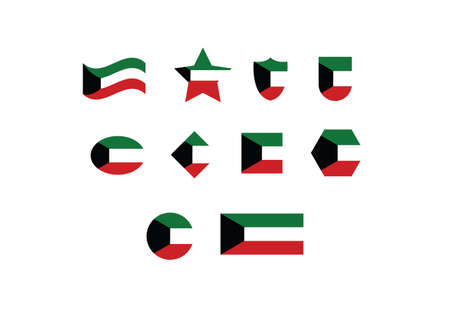Kuwait flag set vector illustrationのイラスト素材