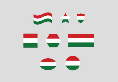 Hungary flag set vector illustrationのイラスト素材