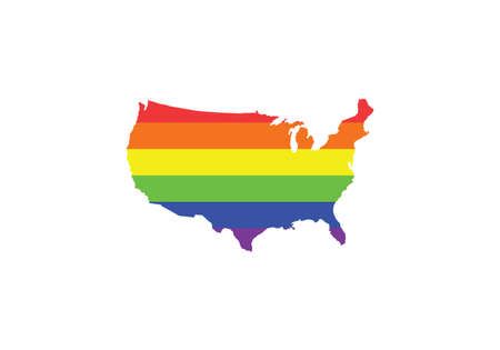 United States map LGBT flag rainbow pride vector illustrationのイラスト素材