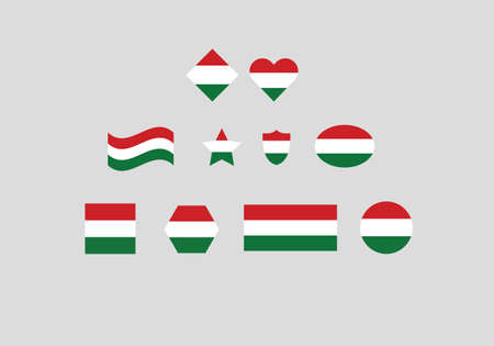 Hungary flag set vector illustrationのイラスト素材