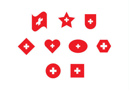 Switzerland flag set vector illustrationのイラスト素材