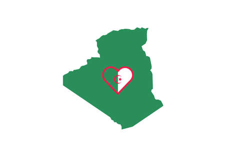Algeria map heart love flag vector illustrationのイラスト素材